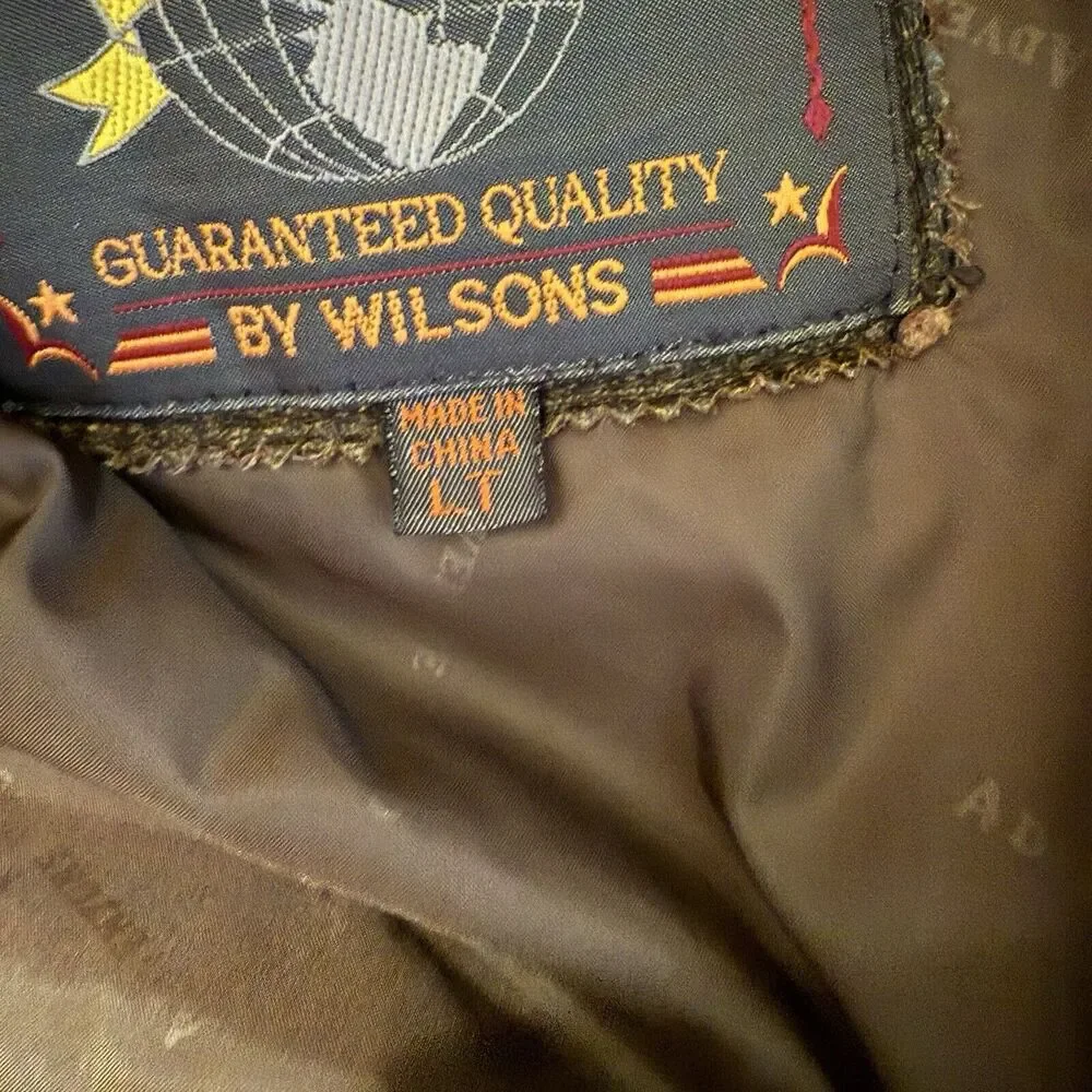VTG Wilsons Leather Jacket Mens Large Tall Two-Tone Brown Green Distressed EUC‎